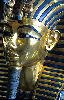 Foto av Tutankhamun's dødsmaske. Det Egyptiske museum.