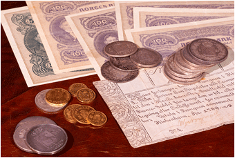 gamle norske mynter og pengesedler
