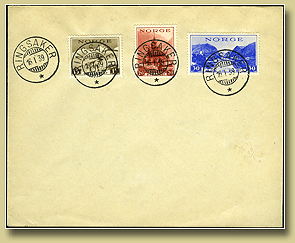 turistmerkene 1938 på førstedagsbrev