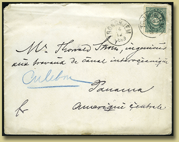 posthornbrev til Panama i 1883