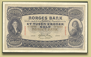 1000 kroner 1942. Serie A.