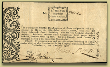 norsk pengeseddel 1807.