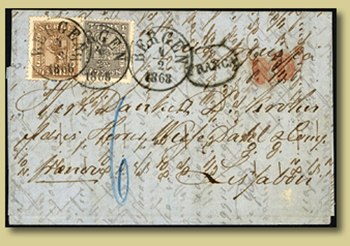 Skillingsbrev til Portugal 1868