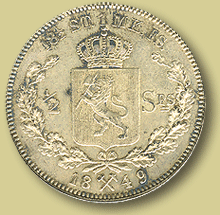 norsk sølvmynt halv speciedaler